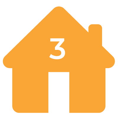 orange house icon number 3